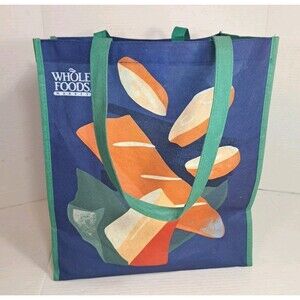 Whole Foods 100% Recycled Large Reusable Shopping Tote Bag 15.5″×13.5″×7″